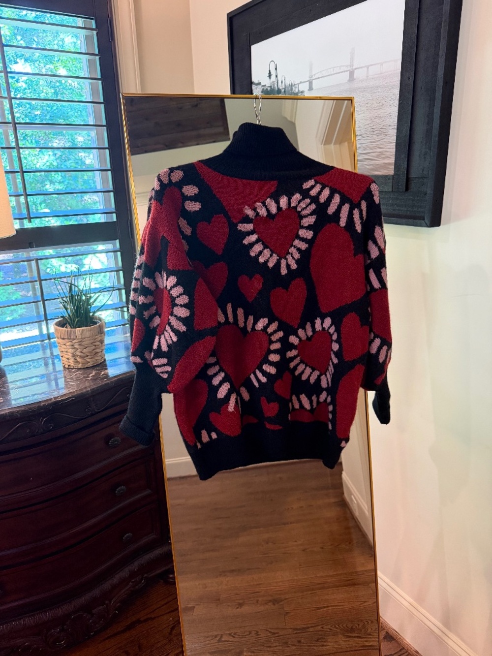 NWOT Farm Rio Small Wool Heart Sweater